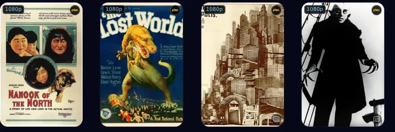 Movies library posters, each with a resolution chip