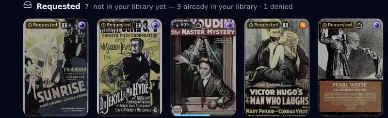 Requested shelf in the media portal: titles not in your library yet