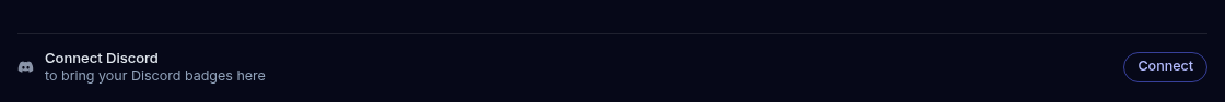The Discord line at the bottom of the Badges page inviting you to connect Discord, with a Connect button
